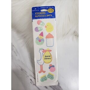 NEW Vintage Hallmark Stickers New‎ Baby Stork Bottle Bib Toys booties Scrapbook